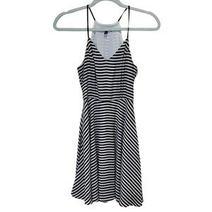 Express Black & White Striped Fit & Flare Spaghetti Strap Dress Size 2